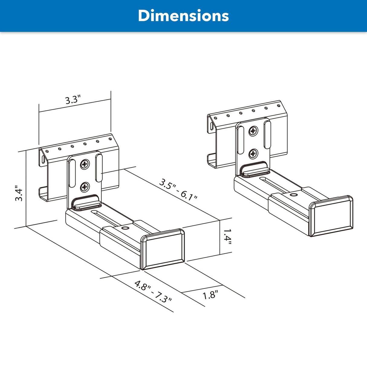 Speaker Mount - No Stud Sound Bar Wall Mount - Mount-It! - MI-SB60