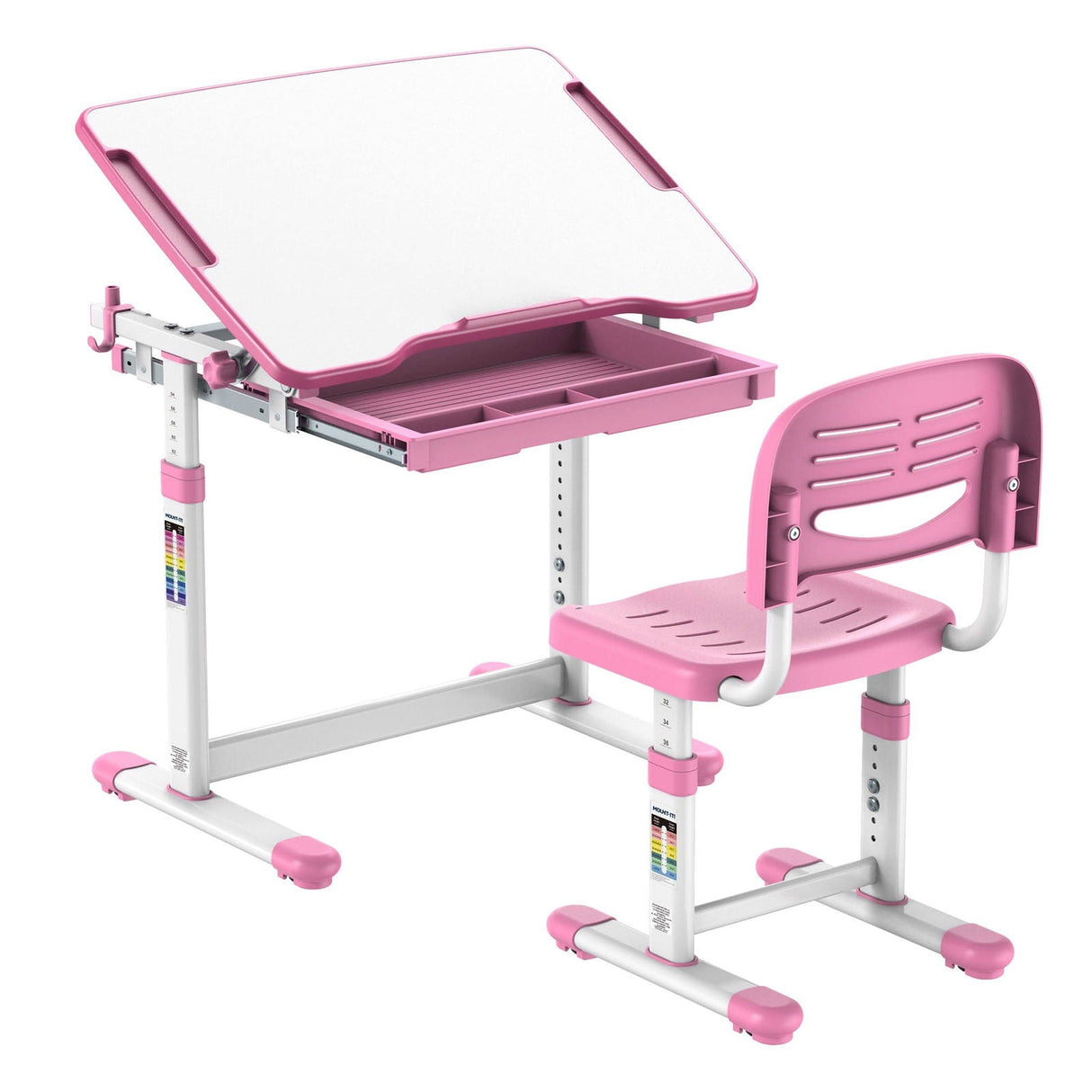 Pink Children's Desks - Kids Desk and Chair Set for Ages 3-10 - Mount-It! - MI-10203