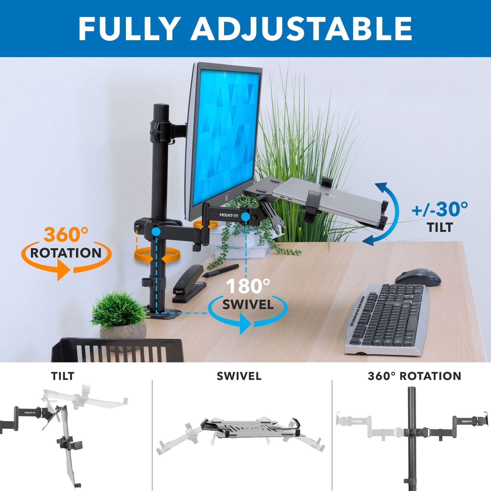 Mount It Pole Mount Laptop Holder