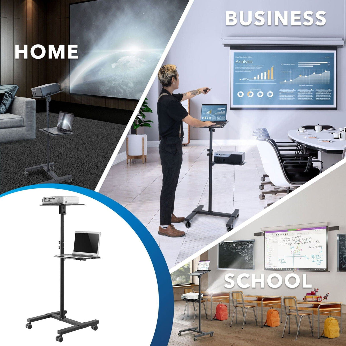 Projector Mount - Portable Height Adjustable Laptop & Projector Stand - Mount-It! - MI-7943