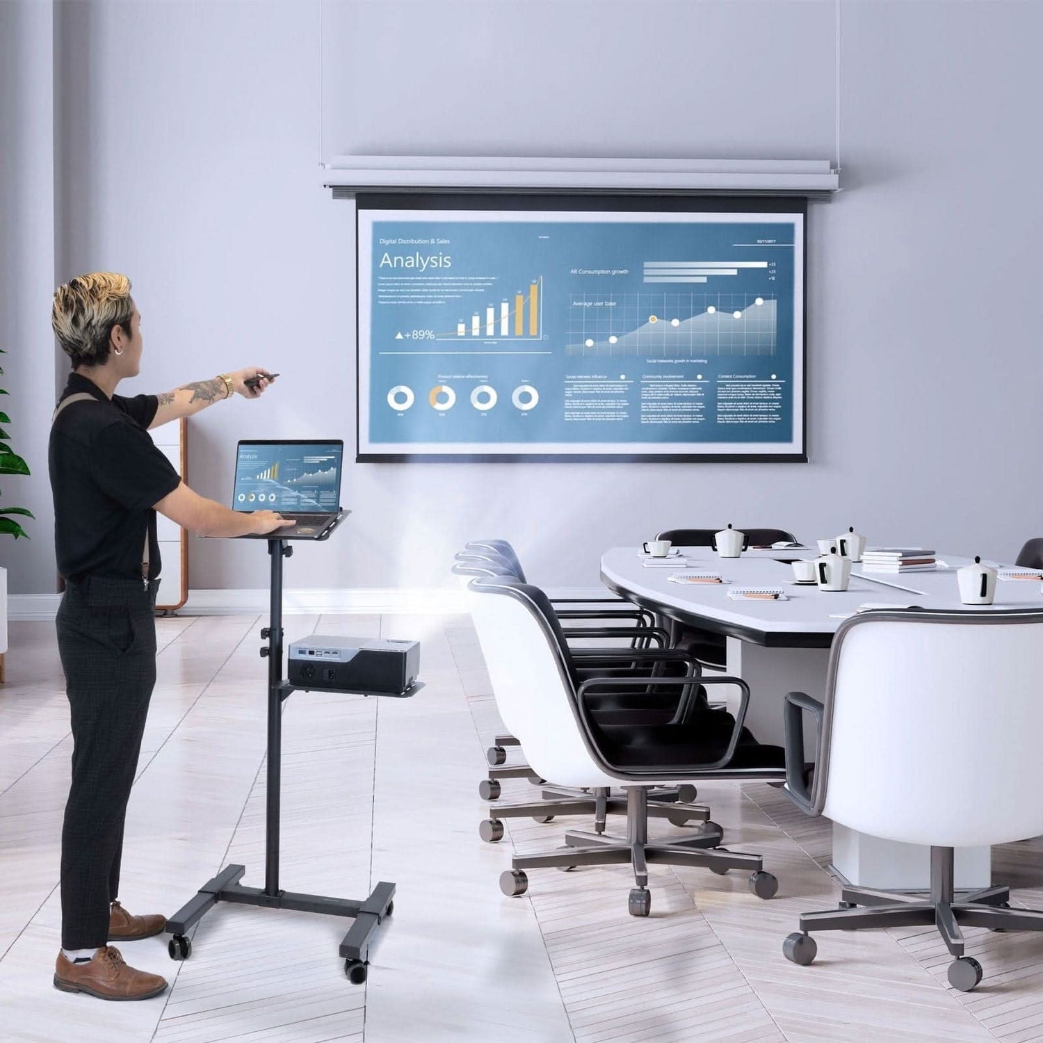 Portable Height Adjustable Laptop & Projector Stand – MI-7943 – Mount-It!