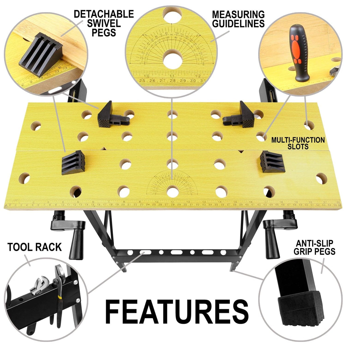 - Portable Workbench with Clamps - Mount-It! - WI-1001