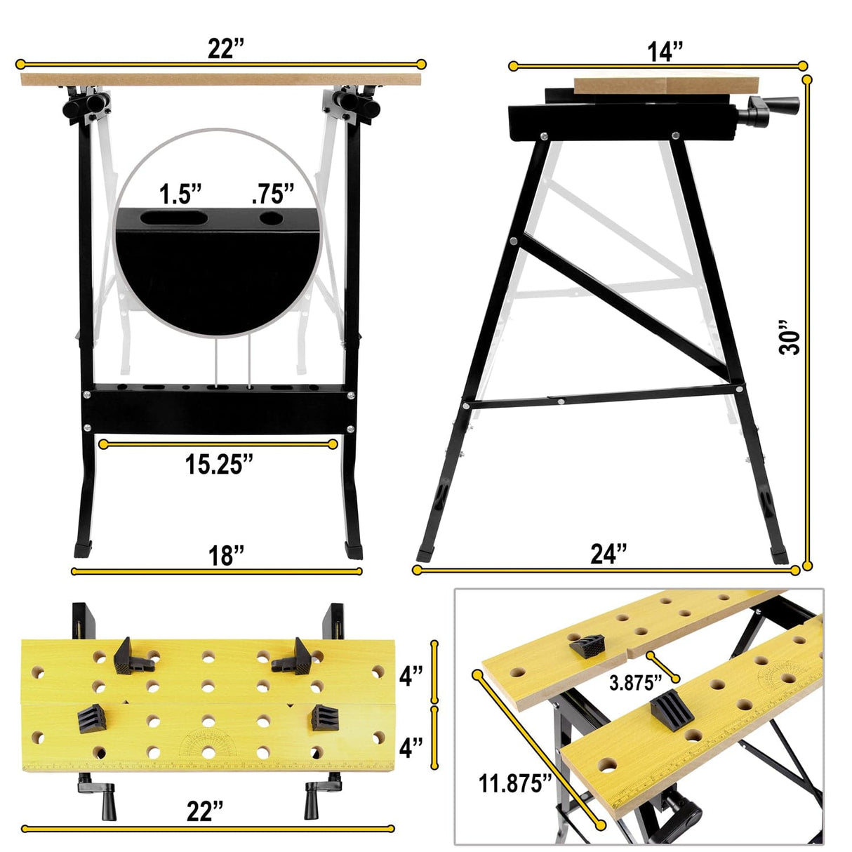 - Portable Workbench with Clamps - Mount-It! - WI-1001