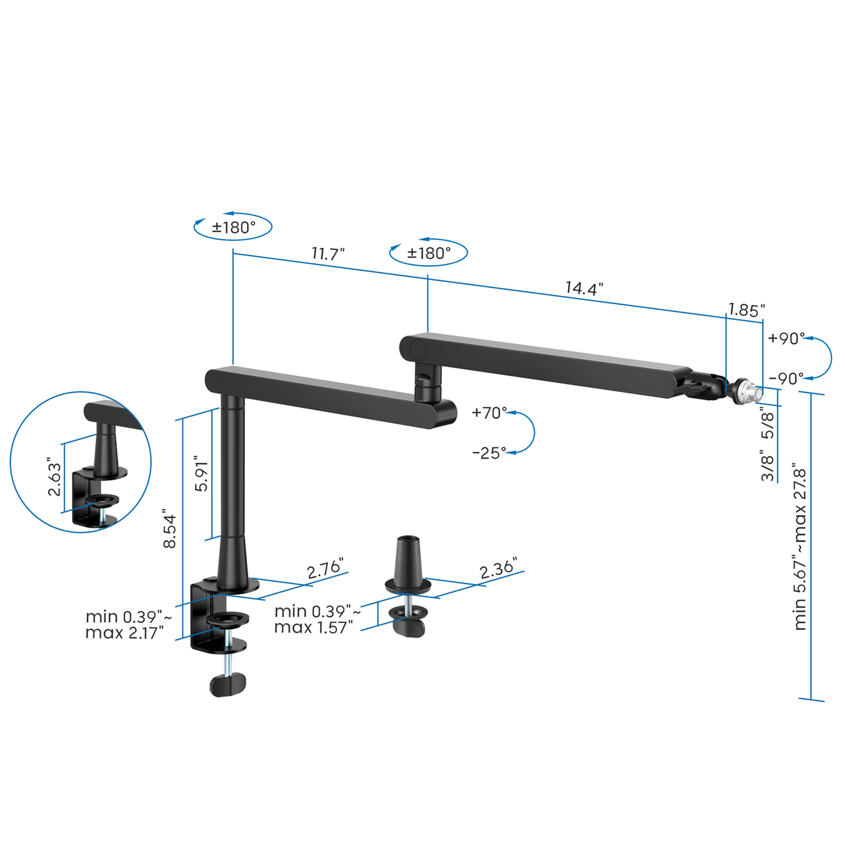 Desk Accessories - Premium Microphone Boom Arm - Mount-It! - MI-7612