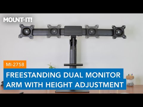 Freestanding Dual Monitor Arm With Height Adjustment