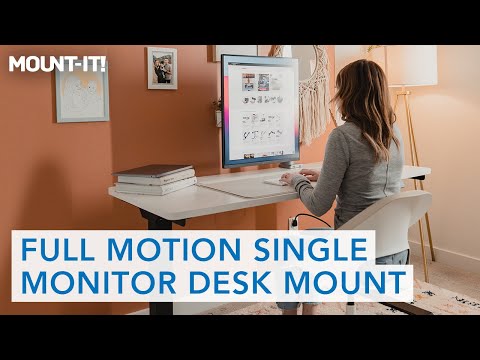 Full Motion Single Monitor Desk Mount, Height Adjustable with Gas Spring Arm