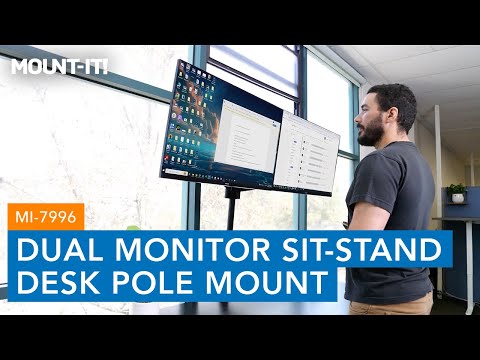 Dual Monitor Sit-Stand Desk Mount with Keyboard Tray