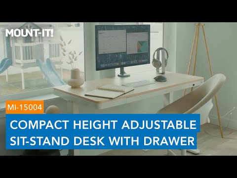 Compact Height Adjustable Sit-Stand Desk with Drawer