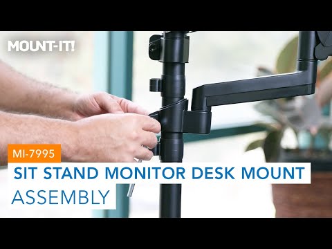 Single Monitor Sit-Stand Desk Mount with Keyboard Tray