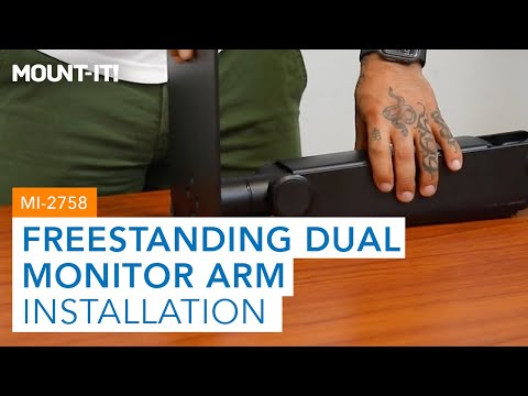 Freestanding Dual Monitor Arm With Height Adjustment