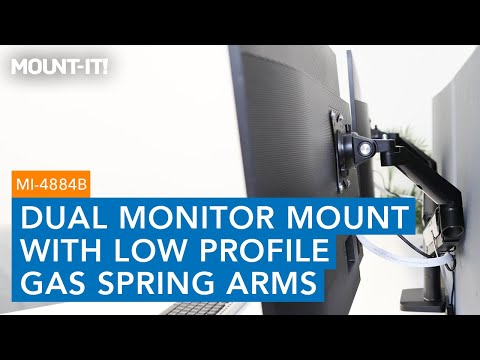 Dual Monitor Mount With Low Profile Gas Spring Arms