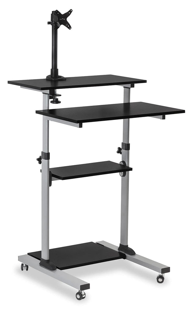 Mobile Standing Desk - Rolling Computer Work Station with Monitor Mount - Mount-It! -