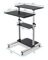 Mobile Standing Desk - Rolling Computer Work Station with Monitor Mount - Mount-It! -