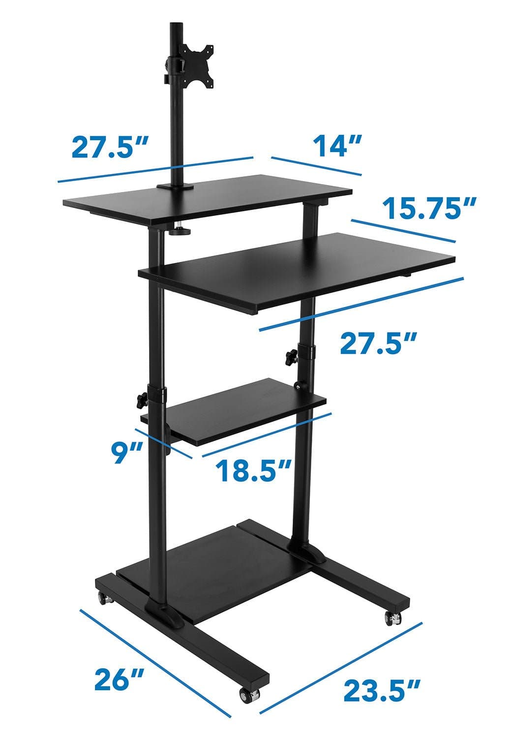 Mobile Standing Desk - Rolling Computer Work Station with Monitor Mount - Mount-It! -