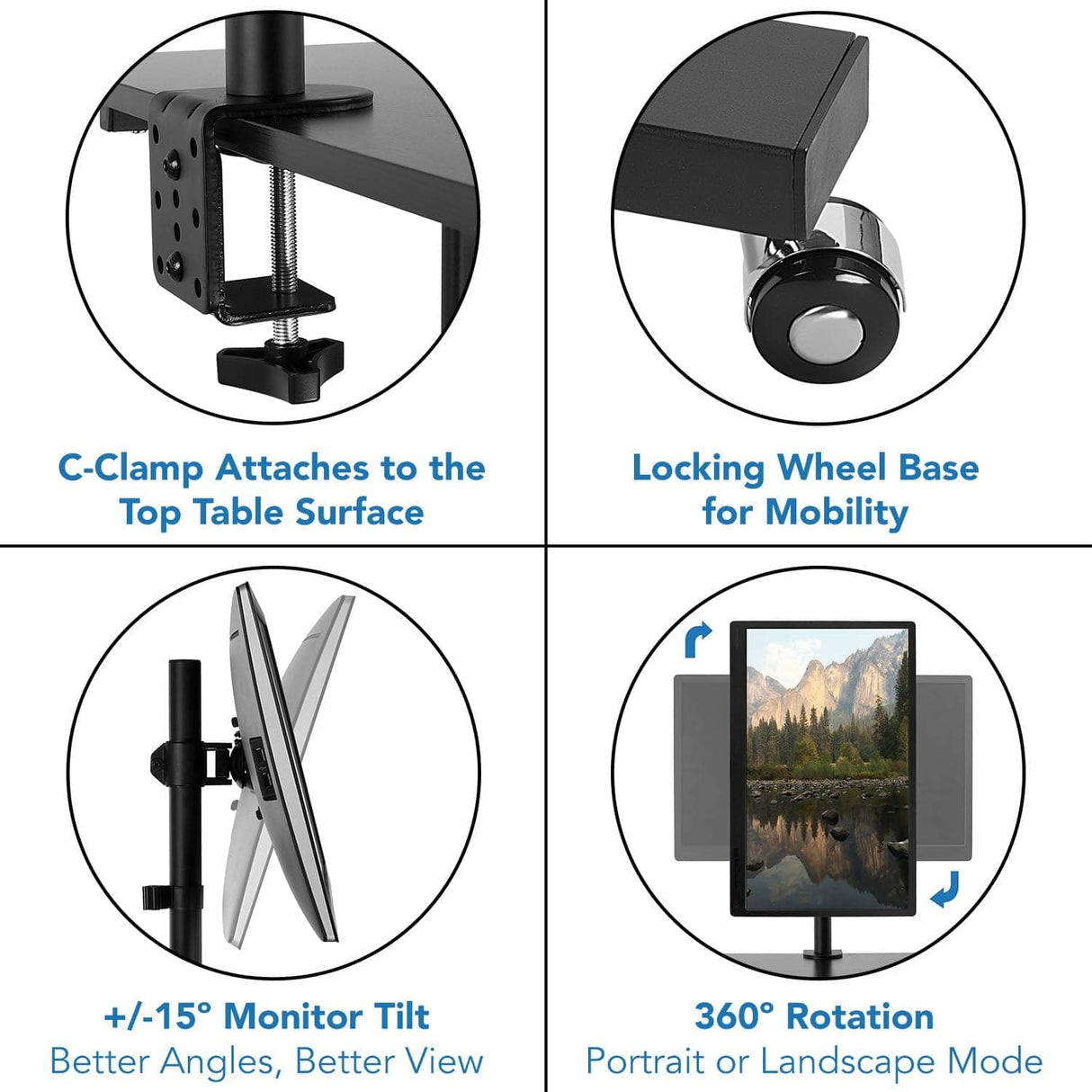 Mobile Standing Desk - Rolling Computer Work Station with Monitor Mount - Mount-It! -