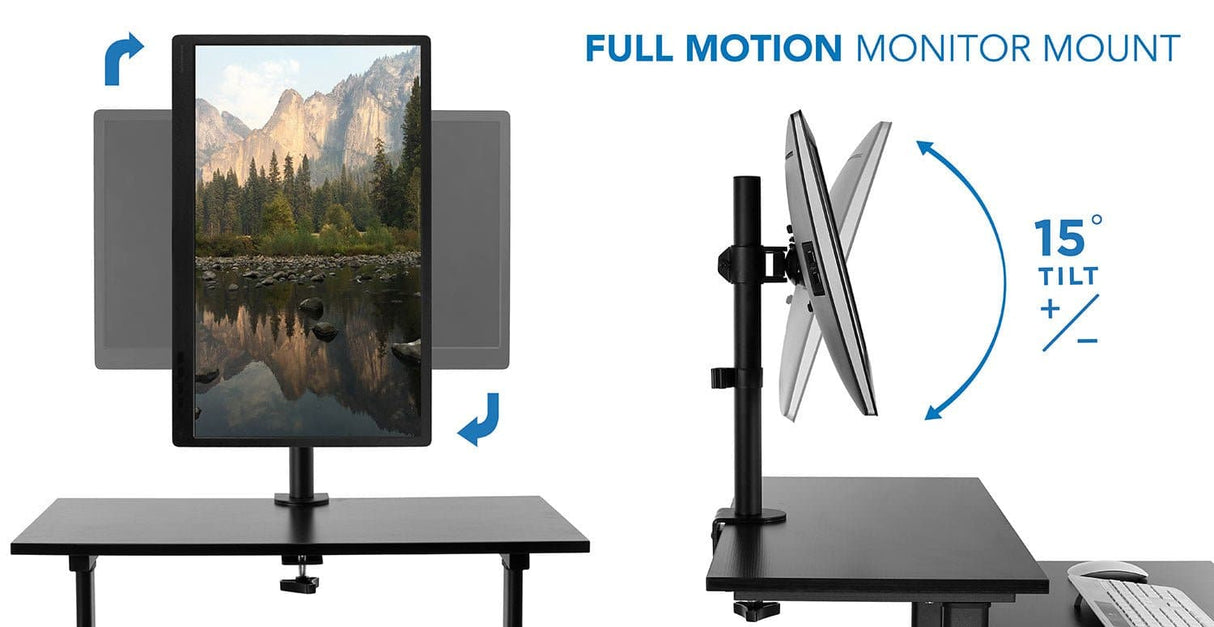 Mobile Standing Desk - Rolling Computer Work Station with Monitor Mount - Mount-It! -