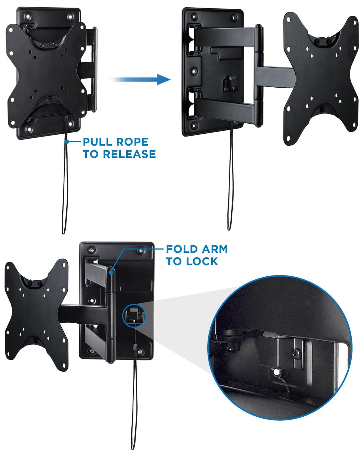 TV Mount - RV and Trailer TV Wall Mount with Lockable Arm - Mount-It! - MI-431