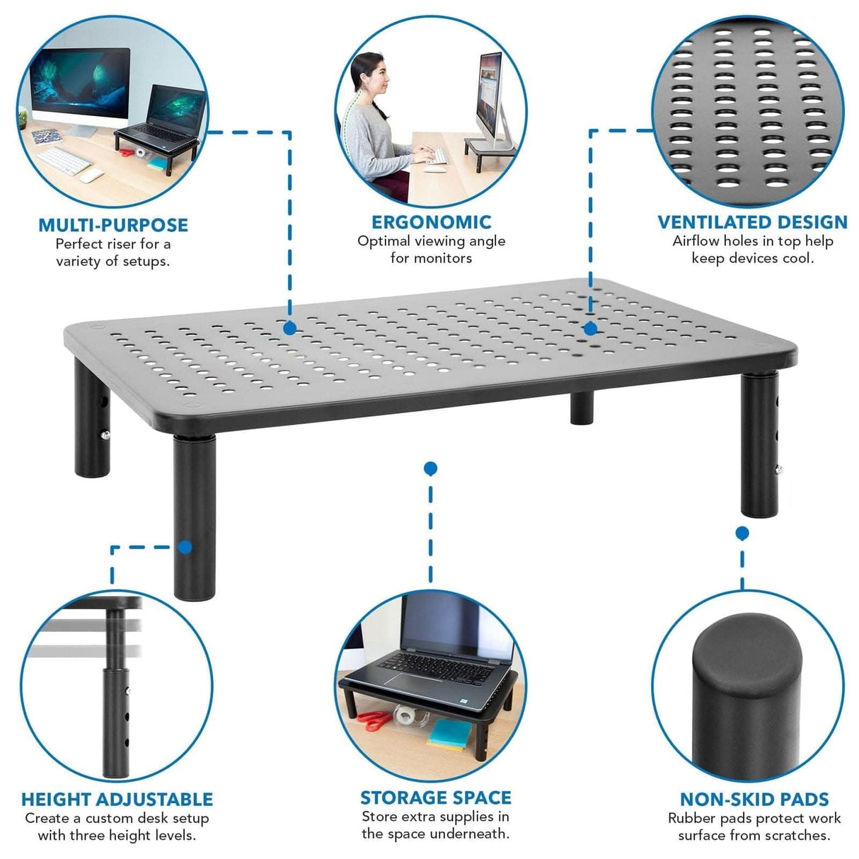 Mount-It! Set of 2 Adjustable Monitor Risers | holds up to 44 lbs | MI-7364