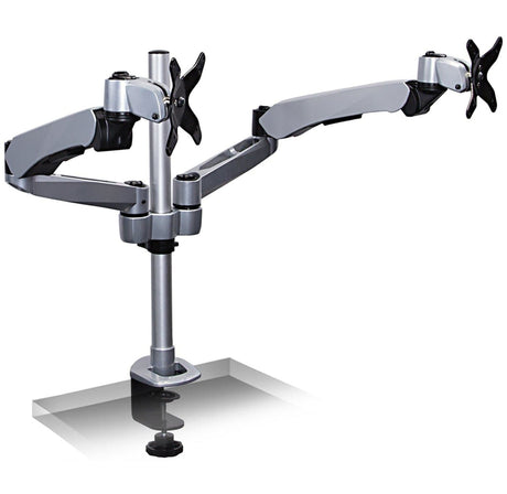 Silver Monitor Mount - CLiX Series Full Motion Dual Monitor Desk Mount with Gas Spring Arms - Mount-It! - MI-45116