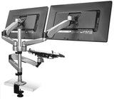 Silver Monitor Mount - CLiX Series Full Motion Dual Monitor + Laptop Mount with Cooling Fan - Mount-It! - MI-75826