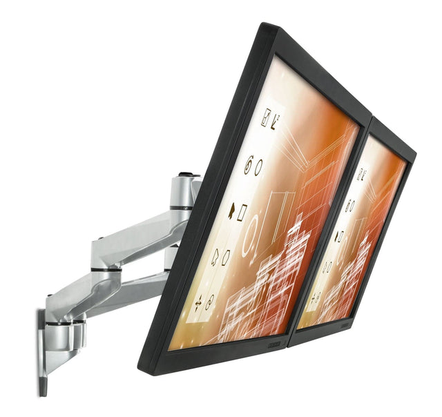 Silver Monitor Mount - CLiX Series Full Motion Dual Monitor Wall Mount - Mount-It! - MI-43114