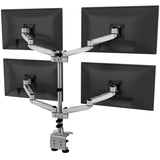 Silver Monitor Mount - CLiX Series Full Motion Quad Monitor Desk Mount - Mount-It! - MI-63156