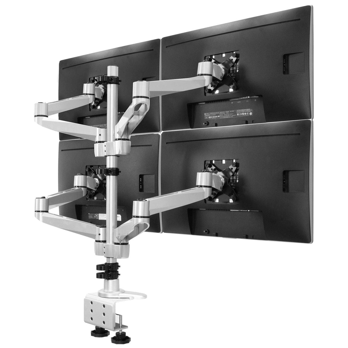 Silver Monitor Mount - CLiX Series Full Motion Quad Monitor Desk Mount - Mount-It! - MI-63156