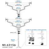 Silver Monitor Mount - CLiX Series Full Motion Quad Monitor Desk Mount - Mount-It! - MI-63156