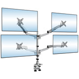 Silver Monitor Mount - CLiX Series Full Motion Quad Monitor Desk Mount with Gas Spring Arms - Mount-It! - MI-65156