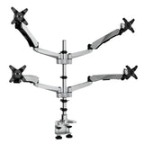 Silver Monitor Mount - CLiX Series Full Motion Quad Monitor Desk Mount with Gas Spring Arms - Mount-It! - MI-65156