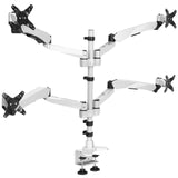 Silver Monitor Mount - CLiX Series Full Motion Quad Monitor Desk Mount with Gas Spring Arms - Mount-It! - MI-65156