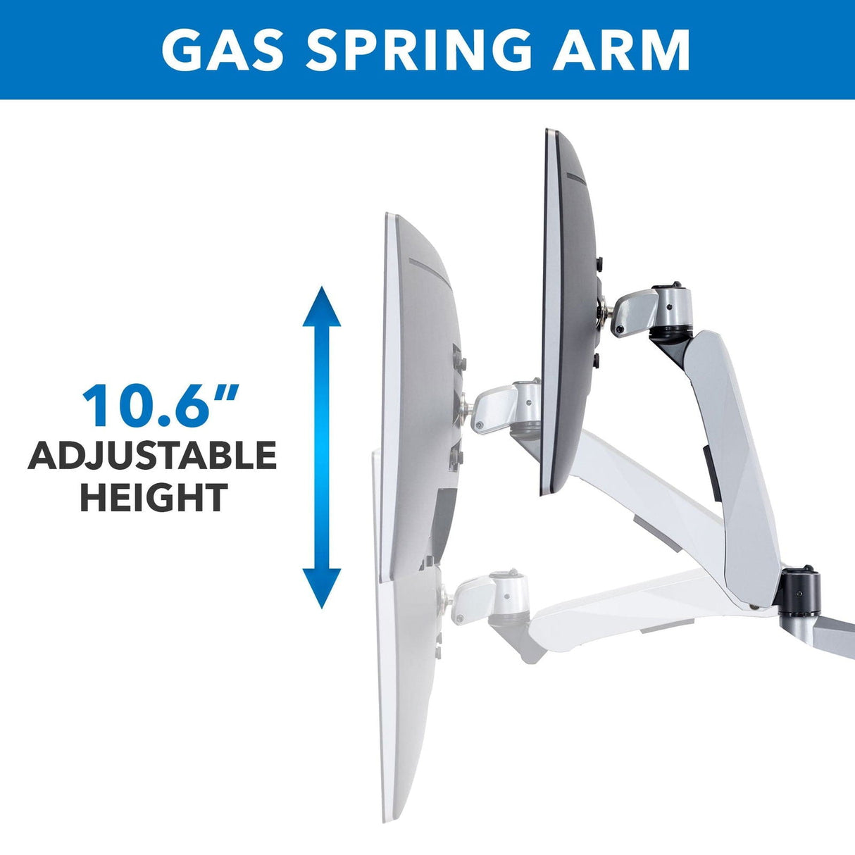 Silver Monitor Mount - CLiX Series Full Motion Quad Monitor Desk Mount with Gas Spring Arms - Mount-It! - MI-65156