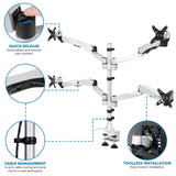 Silver Monitor Mount - CLiX Series Full Motion Quad Monitor Desk Mount with Gas Spring Arms - Mount-It! - MI-65156