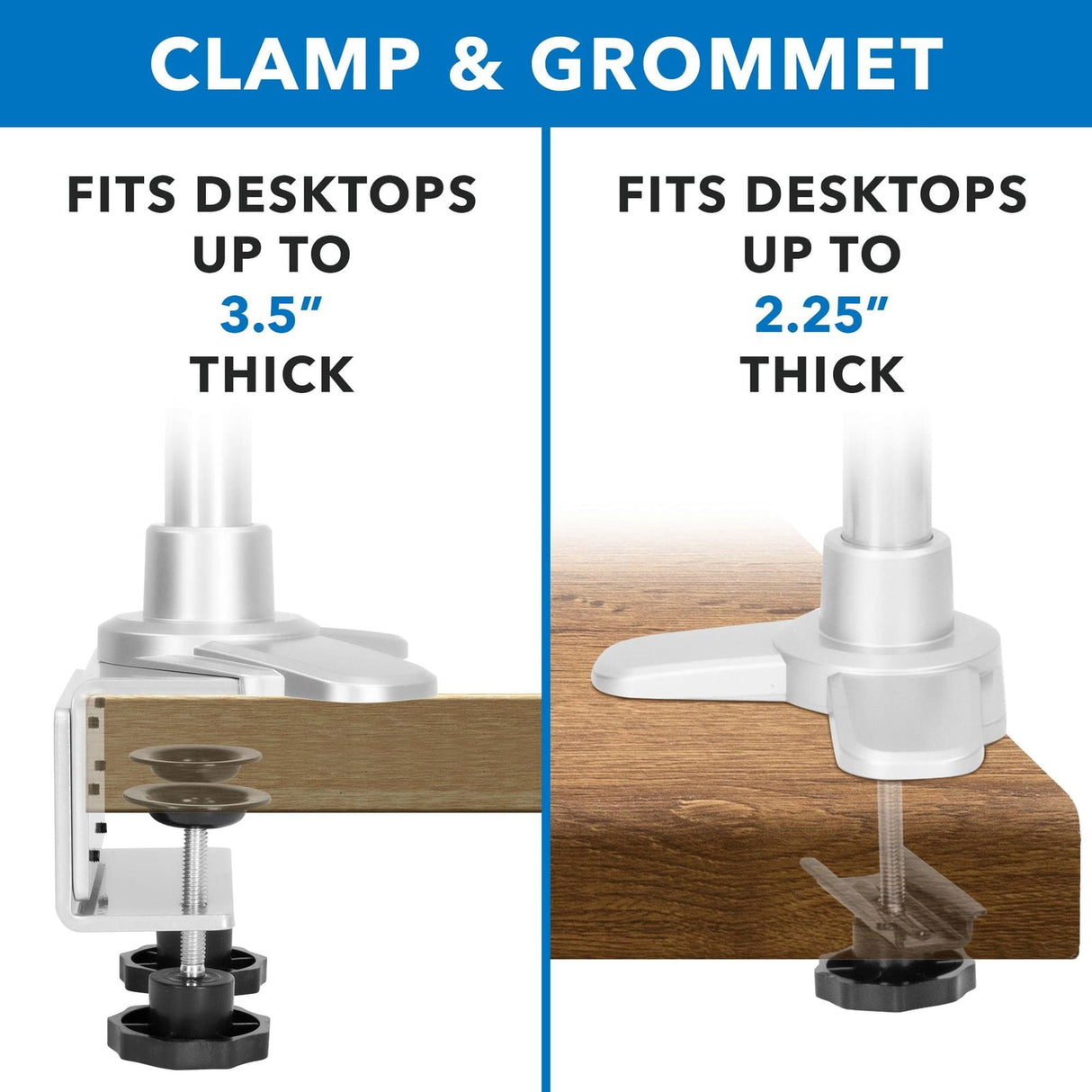 Silver Monitor Mount - CLiX Series Full Motion Quad Monitor Desk Mount with Gas Spring Arms - Mount-It! - MI-65156