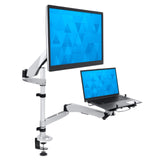 Silver Monitor Mount - CLiX Series Full Motion Single Monitor + Laptop Mount with Cooling Fan - Mount-It! - MI-75816