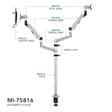 Silver Monitor Mount - CLiX Series Full Motion Single Monitor + Laptop Mount with Cooling Fan - Mount-It! - MI-75816