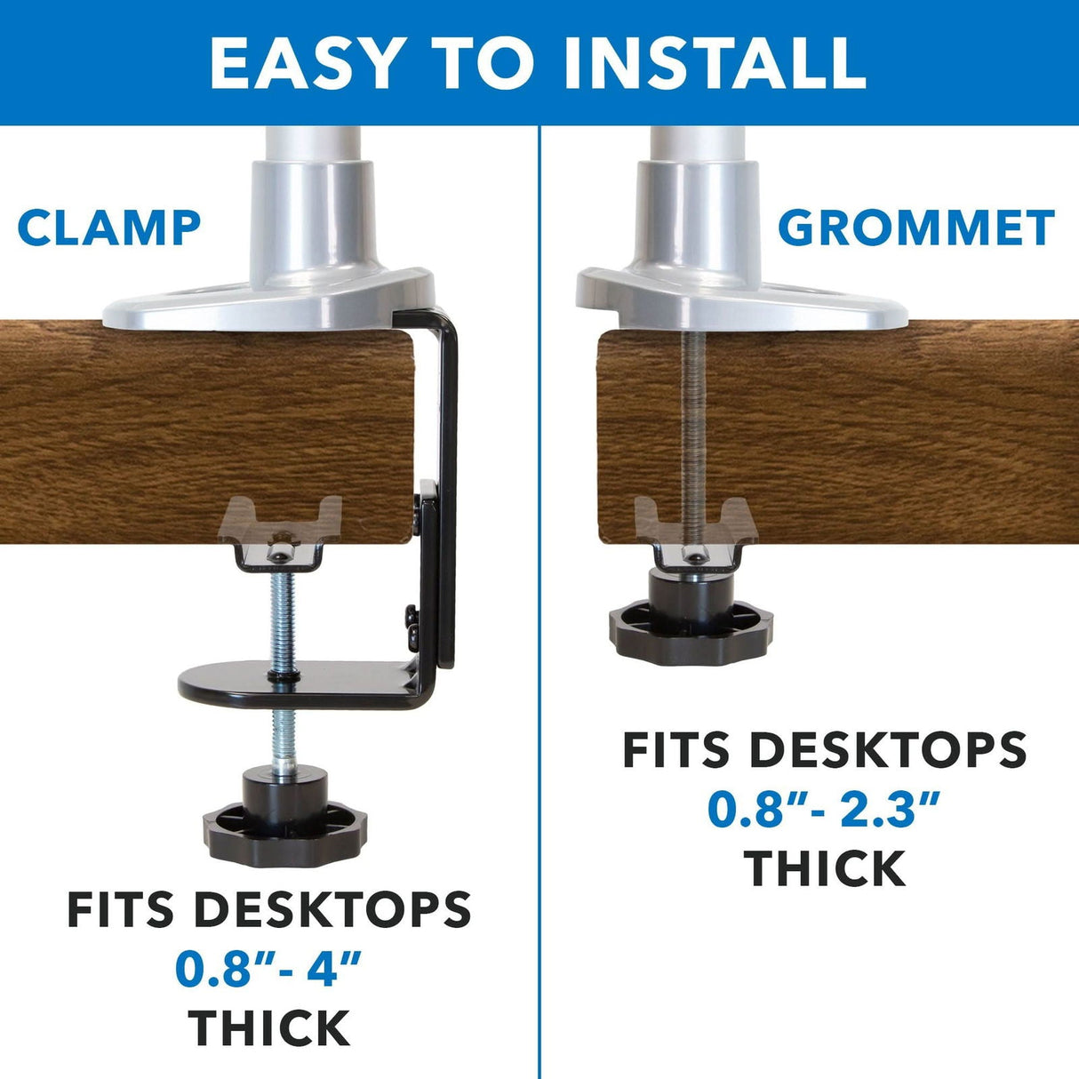 Silver Monitor Mount - CLiX Series Full Motion Triple Pyramid Monitor Desk Mount with Gas Spring Arms - Mount-It! - MI-55116