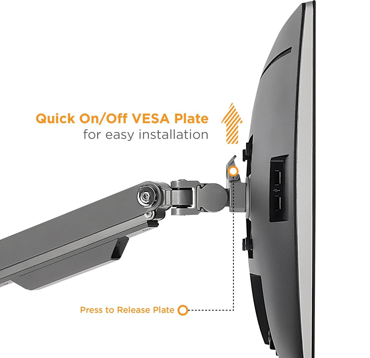 Silver Monitor Mount - Dual Monitor Desk Mount w/ USB Ports - Mount-It! - MI-2762