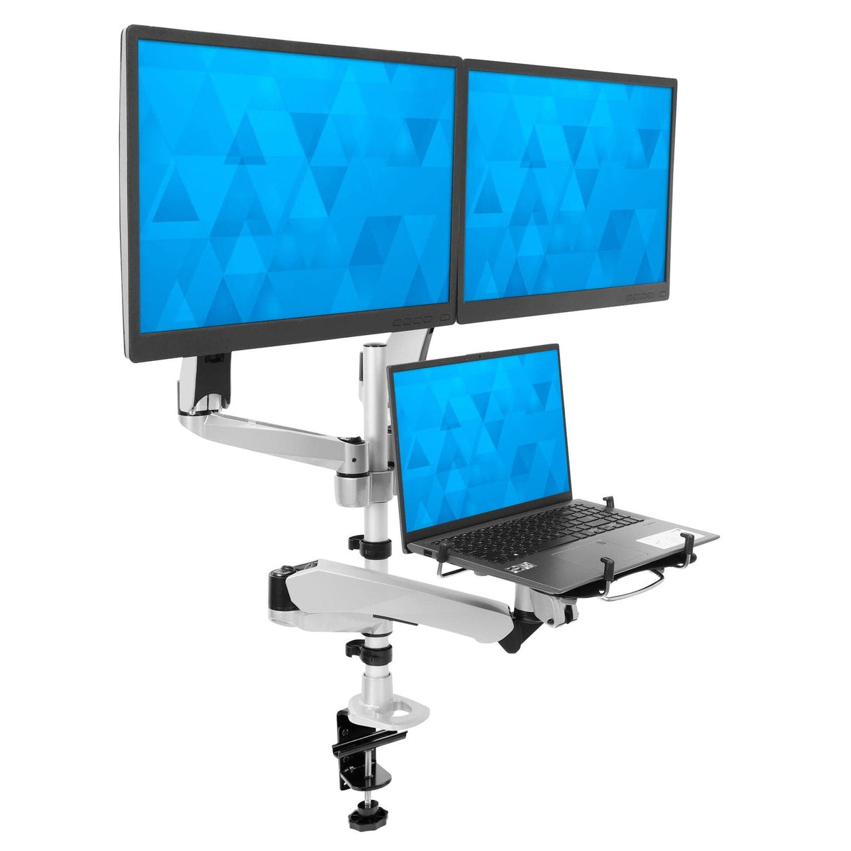 Silver Monitor Mount - Dual Monitor & Laptop Mount with Cooling Fan - Mount-It! - MI-75821