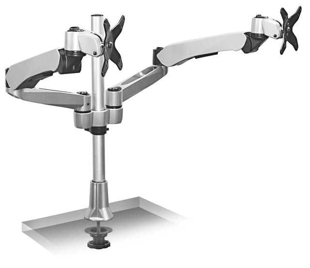 Silver Monitor Mount - Extra-Tall Dual Spring Arm Adjustable Monitor Desk Mount - Mount-It! - MI-45111