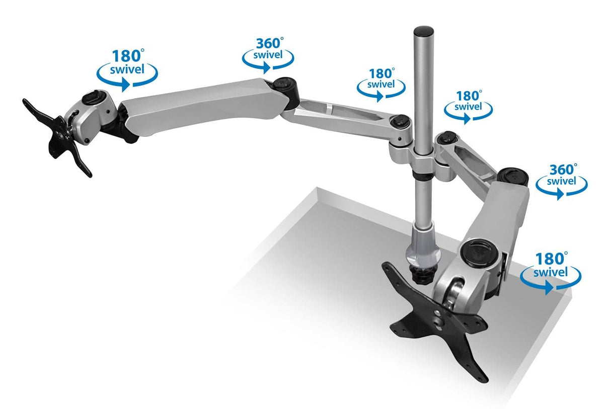 Silver Monitor Mount - Extra-Tall Dual Spring Arm Adjustable Monitor Desk Mount - Mount-It! - MI-45111