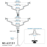 Silver Monitor Mount - Full Motion Quad Monitor Desk Mount - Mount-It! - MI-63151