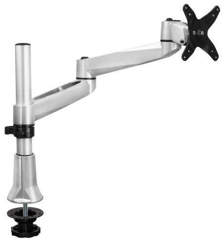 Silver Monitor Mount - Full Motion Single Dual-Segment Monitor Desk Mount - Mount-It! - MI-33111