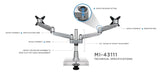 Silver Monitor Mount - Heavy Duty Articulating Dual Monitor Desk Mount - Mount-It! - MI-43111