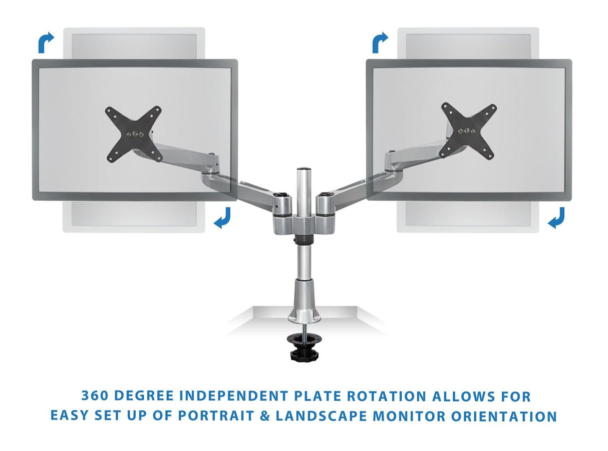 Silver Monitor Mount - Heavy Duty Articulating Dual Monitor Desk Mount - Mount-It! - MI-43111