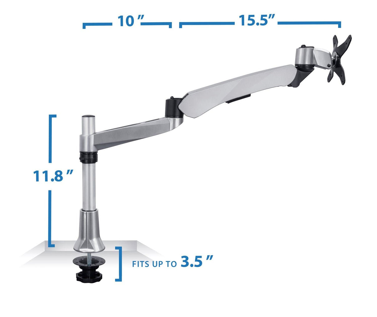 Silver Monitor Mount - Professional Spring Arm Single Monitor Desk Mount - Mount-It! - MI-35111