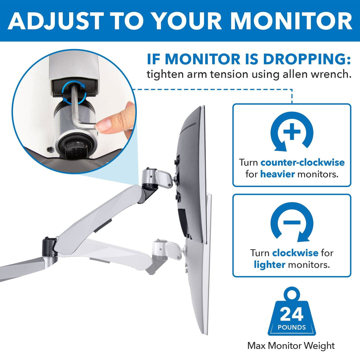 Silver Monitor Mount - Professional Spring Arm Single Monitor Desk Mount - Mount-It! - MI-35111