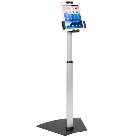 Silver Tablet Stand - Secure Universal Tablet Floor Stand with Lock - Mount-It! - MI-3786