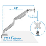 Silver Monitor Mount - Single Monitor Desk Mount - Mount-It! - MI-2761