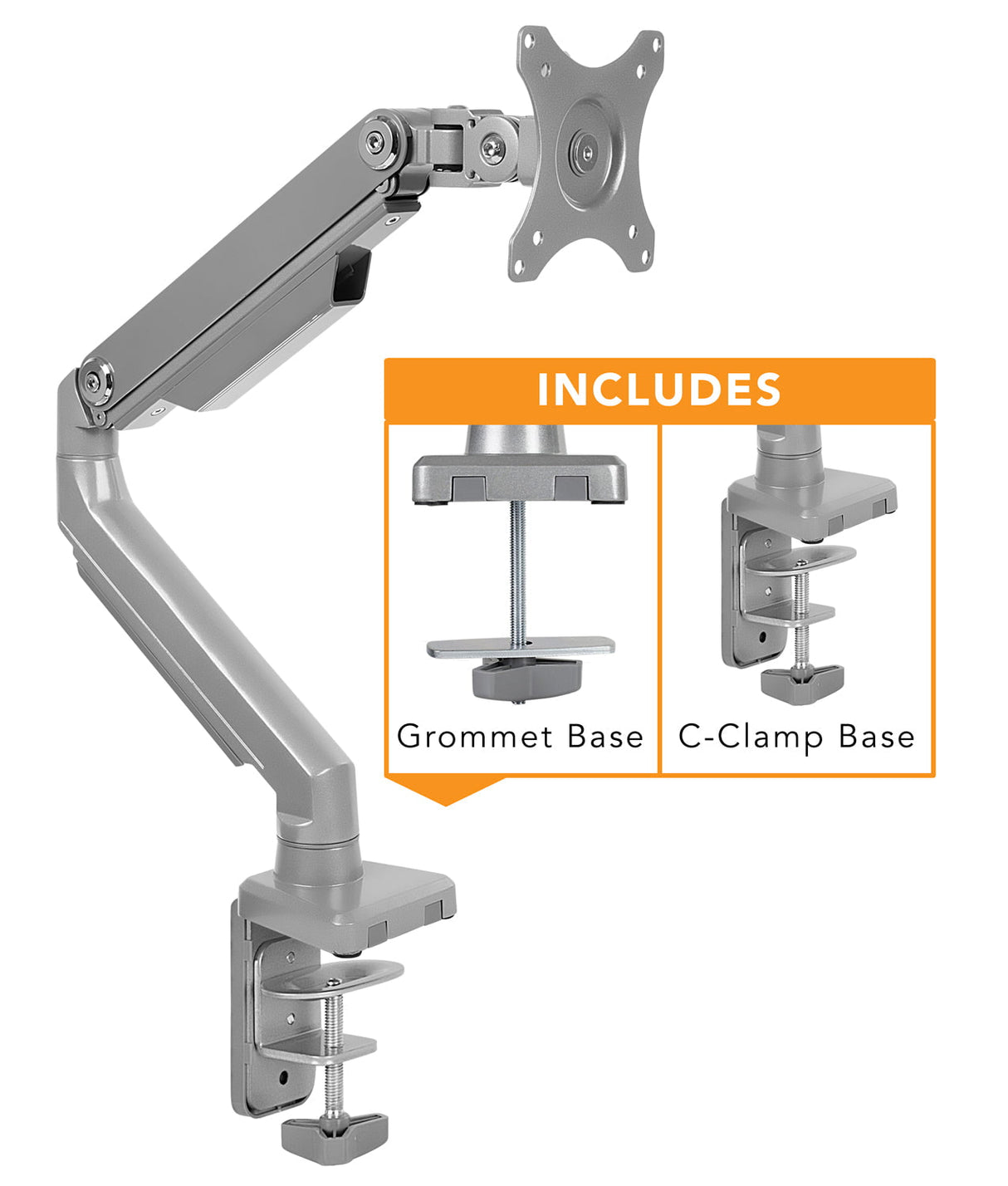 Silver Monitor Mount - Single Monitor Desk Mount - Mount-It! - MI-2761